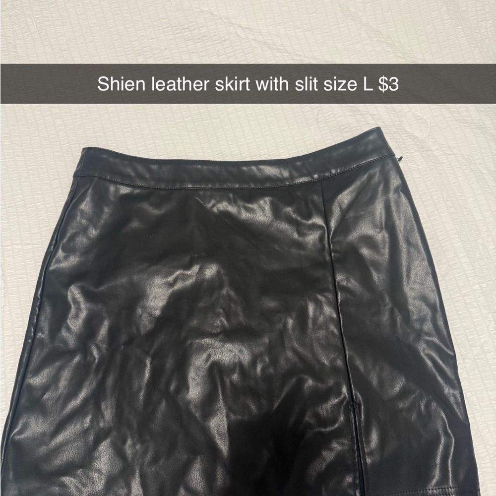 SHEIN Black Leather Pencil Skirt
